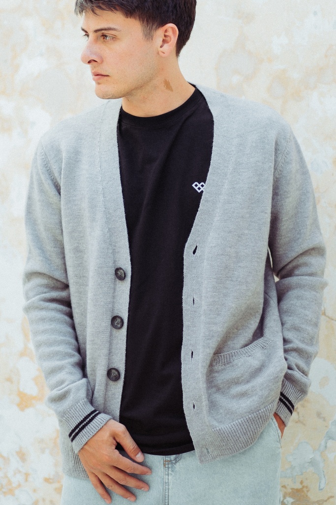 SWEATER CARDIGAN - SILVER