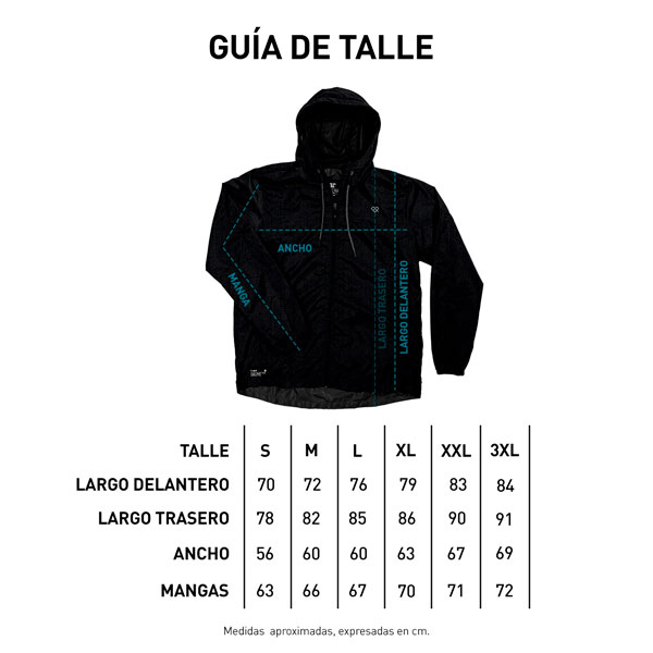 Tabla de talles CAMPERA ROMPEVIENTO - BIOSFERA W23
