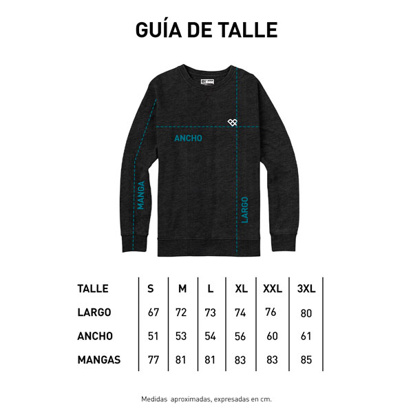 Tabla de talles BUZO CUELLO REDONDO - LIVIANO