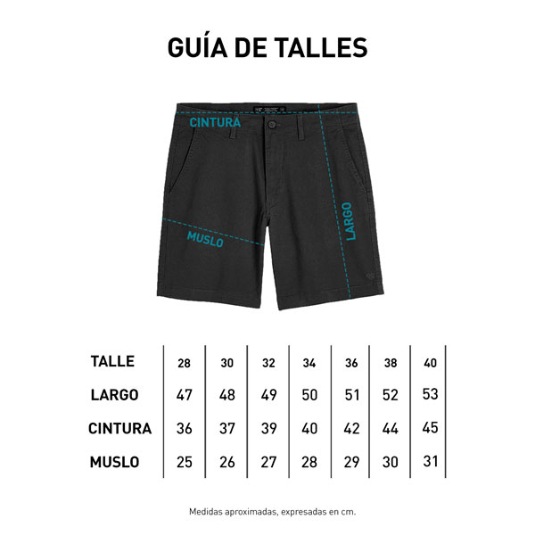 Tabla talles generica bermuda china S24